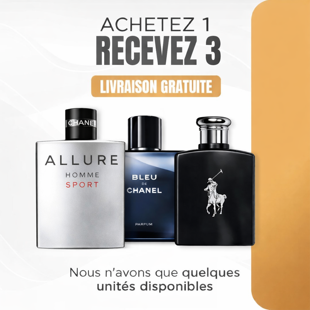 Combo 3 Perfumes Masculinos - Chanel Allure, Bleu de Chanel, Polo Black Ralph Lauren 100ml