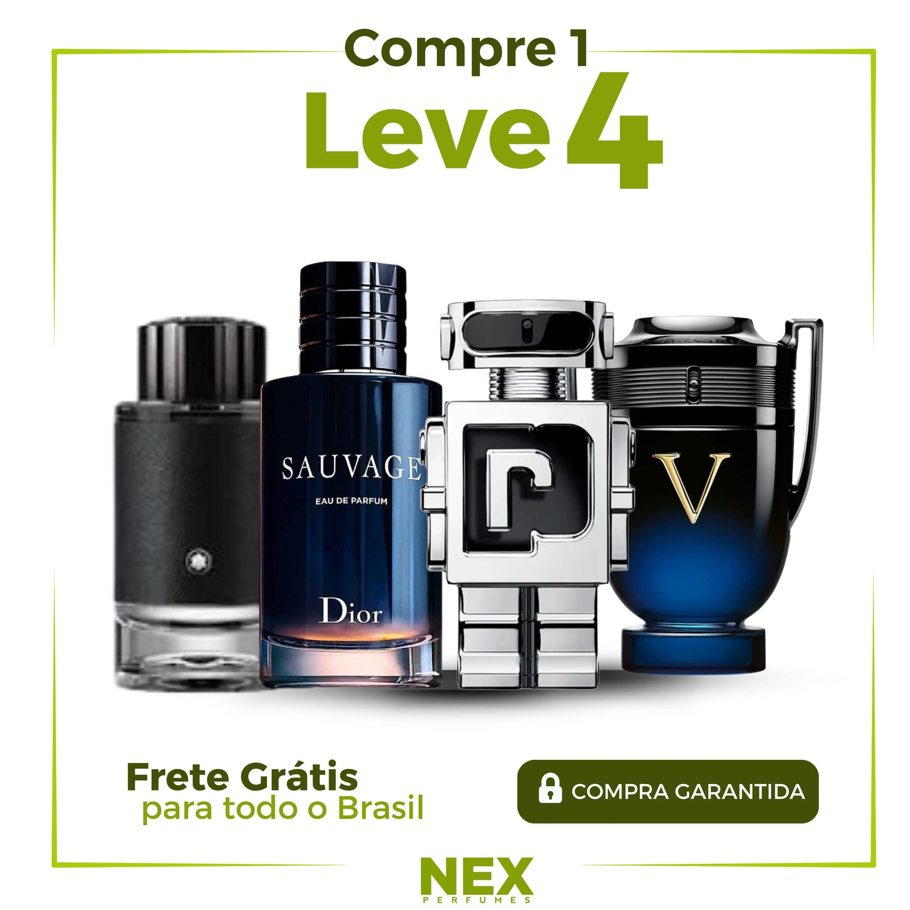 Kit 4 Perfumes Masculinos Importados (100ml cada) - Sauvage Dior l Invictus Victory l Paco Rabanne Phantoml mon black [ PROMOÇÃO POR TEMPO LIMITADO]