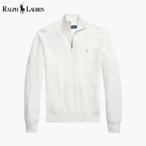 RL Mesh-Knit Cotton Quarter-Zip Sweater